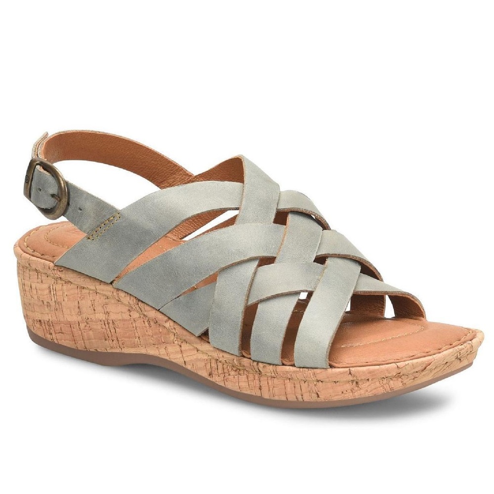Born Laila Leather Ankle Slingback Strappy Light Blue Sandals Size 6